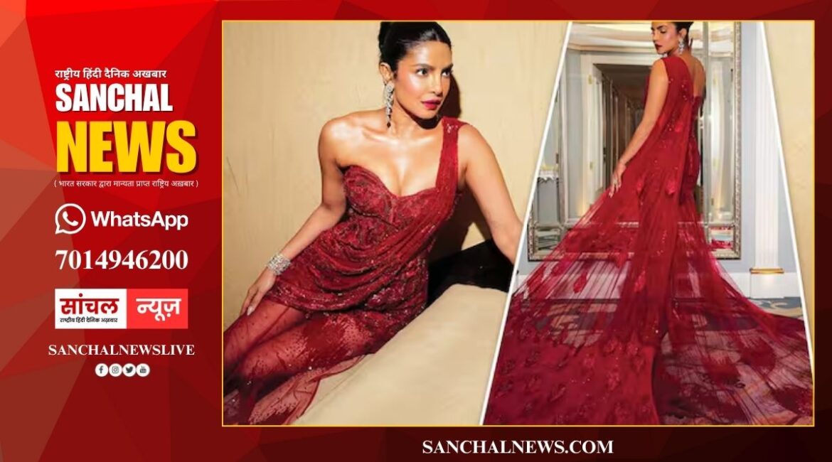 रेड साड़ी-गाउन में देखें सिजलिंग अवतार, लाल परी बन दिवाली पार्टी में छाईं प्रियंका चोपड़ा