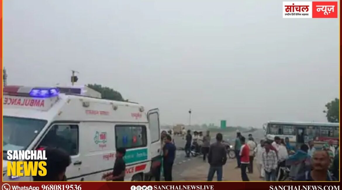 पाली में सोमवार सुबह यात्रियों से भरी बस हाईवे पर टैंकर से टक्कर,  हाइवे पर घायलों की चीख-पुकार, हाईवे पर बस चढ़ते ही हुआ हादसा