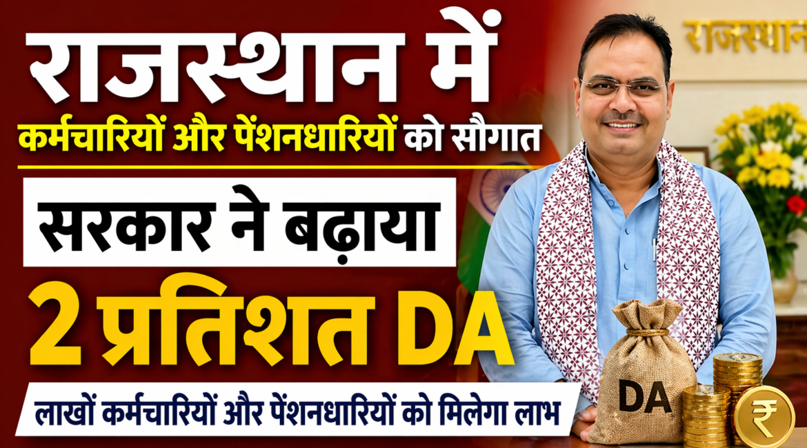 राजस्थान सरकार ने राज्य कर्मचारियों और पेंशनधारियों को बड़ी राहत, सरकार ने बढ़ाया 2 प्रतिशत DA…