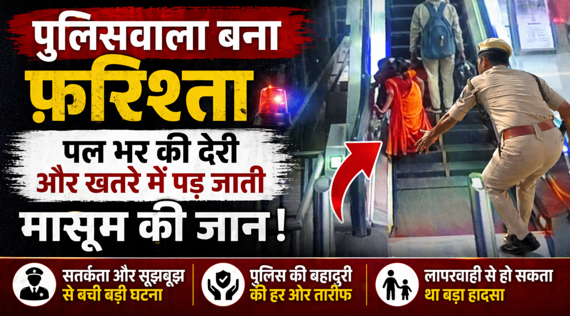 जयपुर के सिंधी कैम्प मेट्रो स्टेशन पुलिसवाला बना फ़रिश्ता, पल भर की देरी और खतरे में‍ पड़ जाती मासूम की जान!