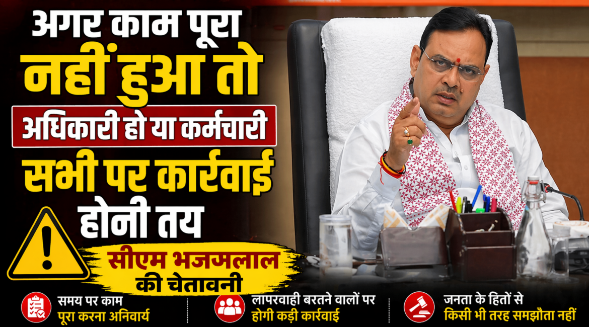 अगर काम पूरा नहीं हुआ तो अधिकारी हो या कर्मचारी सभी पर कार्रवाई होनी तय, सीएम भजनलाल की चेतावनी