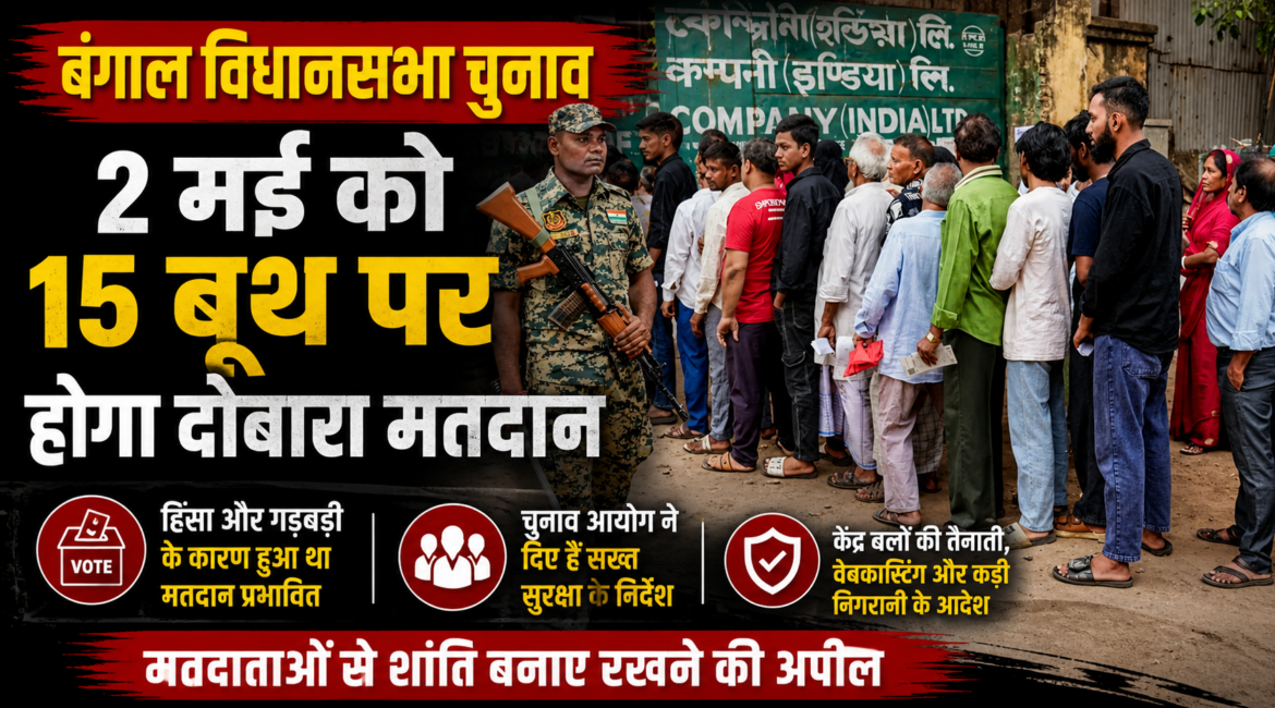 Bengal Assembly Elections: 2 मई को 15 बूथ पर होगा दोबारा मतदान, 77 पोलिंग बूथ पर फिर से वोटिंग करवाने की मांग