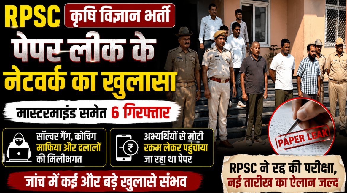 SOG के रडार पर 50 चयनित अभ्यर्थी, RPSC कृषि विज्ञान भर्ती पेपर लीक के नेटवर्क का खुलासा