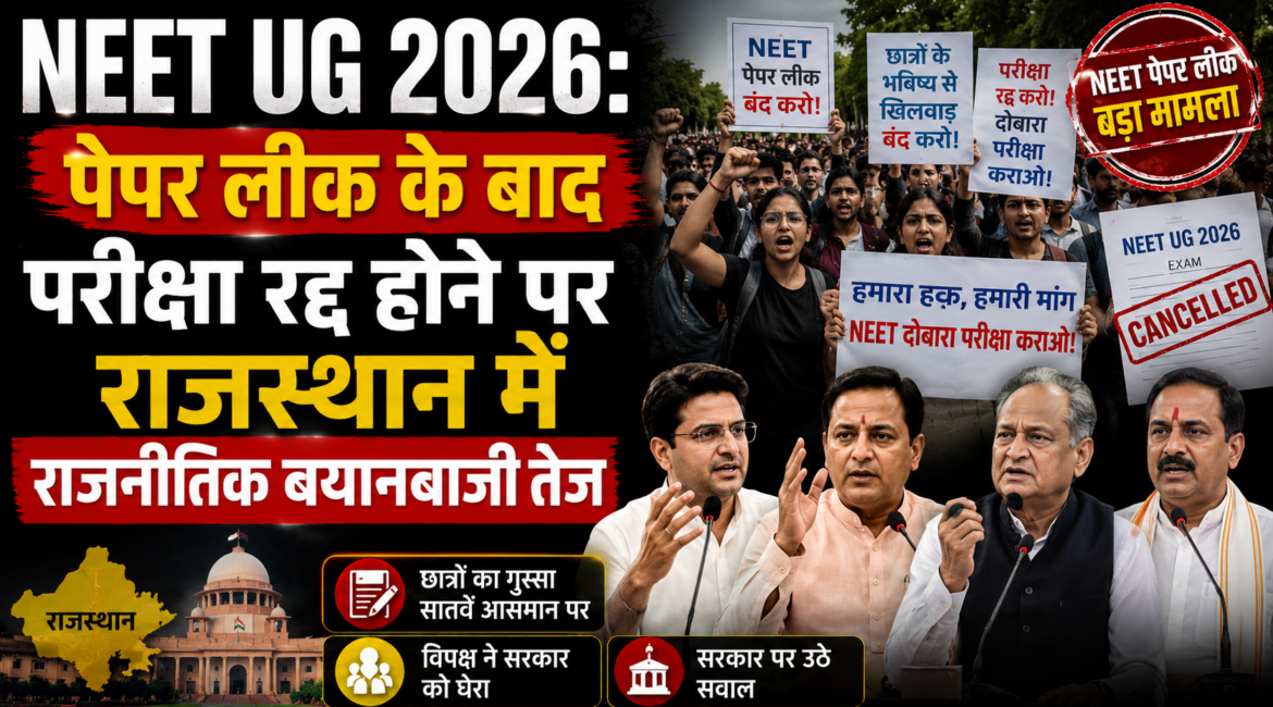NEET UG 2026: राजस्थान में राजनीतिक बयानबाजी तेज, सचिन पायलट ने आरोप लगाया कि पेपर लीक के पीछे बड़ा माफिया सक्रिय NEET UG 2026: राजस्थान में राजनीतिक बयानबाजी तेज, सचिन पायलट ने आरोप लगाया कि पेपर लीक के पीछे बड़ा माफिया सक्रिय