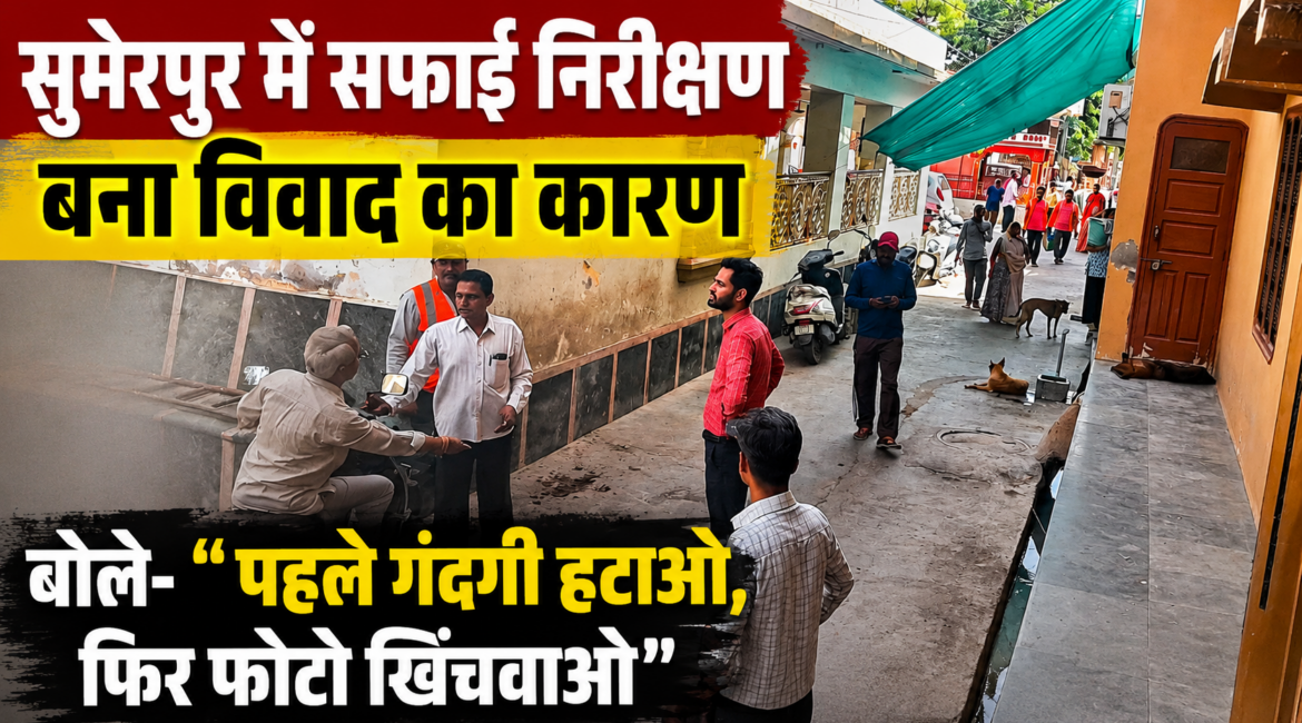 सुमेरपुर में सफाई निरीक्षण बना विवाद का कारण वार्ड पार्षद और स्थानीय लोगों ने निरीक्षण टीम को घेरा, बोले- “पहले गंदगी हटाओ, फिर फोटो खिंचवाओ” सुमेरपुर में सफाई निरीक्षण बना विवाद का कारण वार्ड पार्षद और स्थानीय लोगों ने निरीक्षण टीम को घेरा, बोले- “पहले गंदगी हटाओ, फिर फोटो खिंचवाओ”
