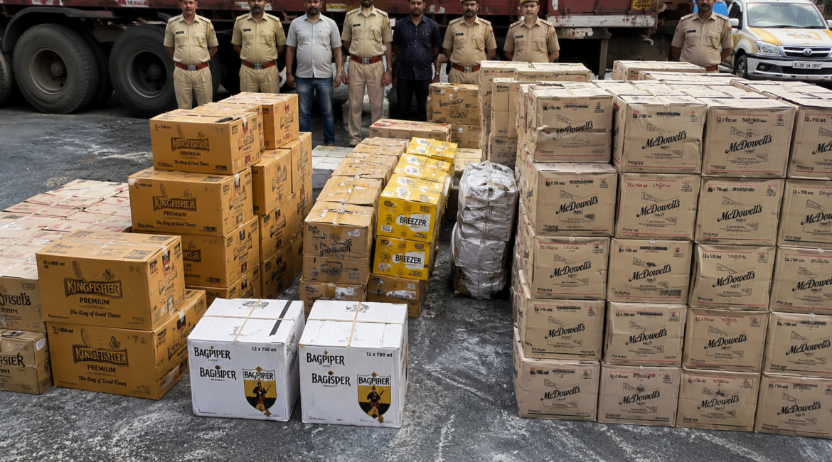 ब्यावर पुलिस की बड़ी कार्रवाई: ट्रेलर से 181 पेटी अवैध शराब जब्त, एक तस्कर गिरफ्तार ब्यावर पुलिस की बड़ी कार्रवाई: ट्रेलर से 181 पेटी अवैध शराब जब्त, एक तस्कर गिरफ्तार