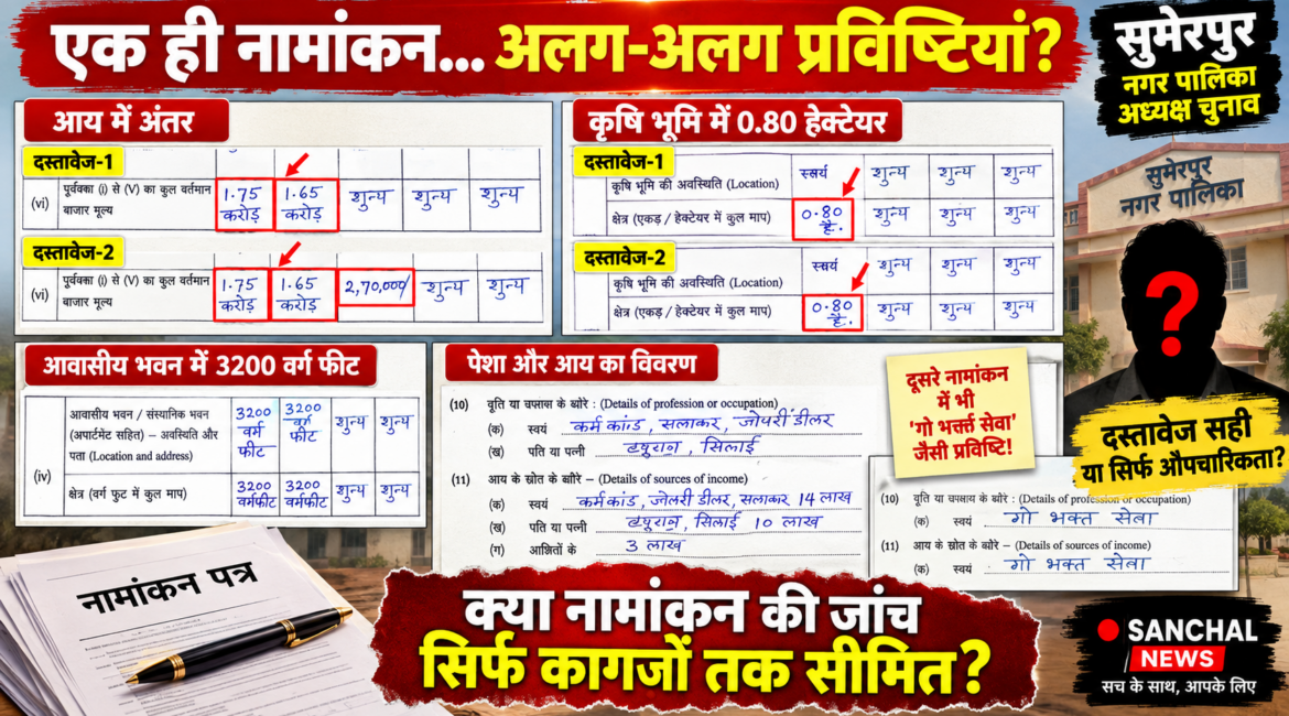 सुमेरपुर पालिका अध्यक्ष चुनाव से पहले नामांकन जांच पर सवाल सुमेरपुर पालिका अध्यक्ष चुनाव से पहले नामांकन जांच पर सवाल
